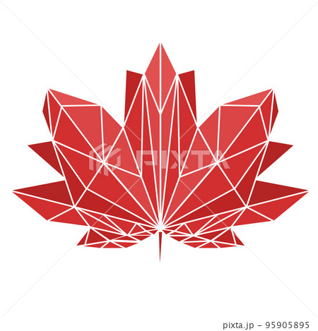A maple leaf painted in polygonal technique. National sign of Canada. Vector image for design t-shirts. A maple leaf painted in polygonal technique. National sign of Canada. Vector image for design t-shirts. 95905895