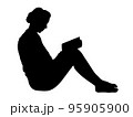 Vector silhouette of woman read book on white background. 95905900