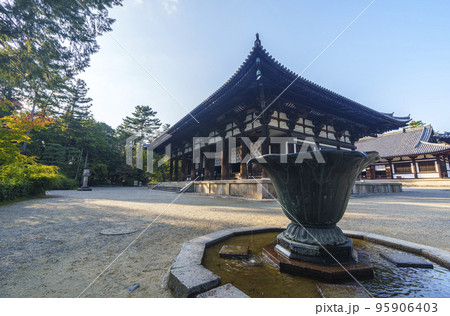 唐招提寺　金堂と手水鉢（奈良県） 95906403