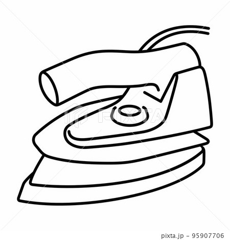 Compact portable steam iron vector outline object 95907706