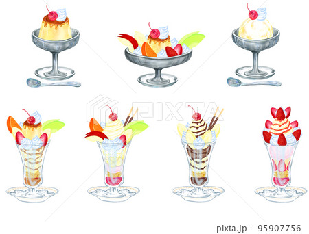 喫茶店のデザートメニューセット 95907756