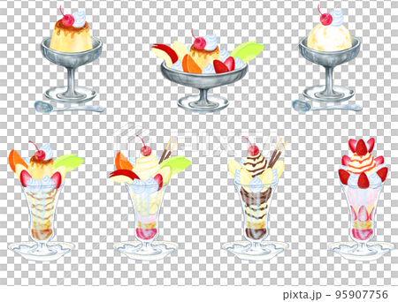 喫茶店のデザートメニューセット 95907756