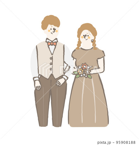 Wedding bride and groom illustration - Stock Illustration [95908188] - PIXTA