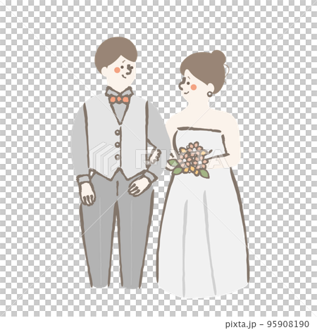 ウェディング　新郎新婦　イラスト 95908190