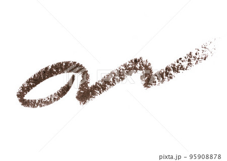 Eyeliner, eyebrow brown pencil trace smear smudge stroke isolated on white. Makeup eye liner pencil. Eyeliner, eyebrow brown pencil trace smear smudge stroke isolated on white. Makeup eye liner pencil. 95908878