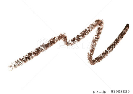 Eyeliner, eyebrow brown pencil trace smear smudge stroke isolated on white. Makeup eye liner pencil. Eyeliner contour curve line.. Eyeliner, eyebrow brown pencil trace smear smudge stroke isolated on white. Makeup eye liner pencil. Eyeliner contour curve line.. 95908889