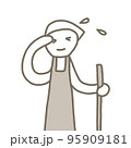 汗をかきながら掃除をする人物のイラスト　大晦日 95909181