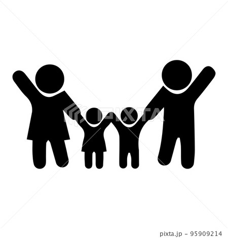 family icon doodle line group 95909214