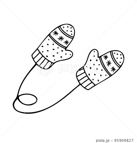 mittens clipart black and white