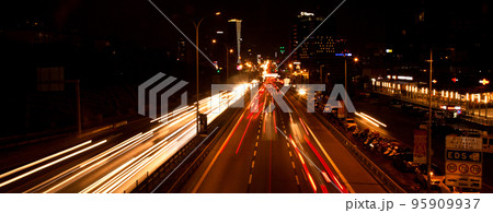 Istanbul Turkey D 100 highway Maltepe Esenkent stop heavy evening traffic, lights of the city and cars, September 11 2022 Istanbul Turkey D 100 highway Maltepe Esenkent stop heavy evening traffic, lights of the city and cars, September 11 2022 95909937