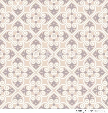 Seamless pattern with floral asian ornament. Abstract ornamental texture. Artistic diagonal flourish tile background in arab orient style 95909985