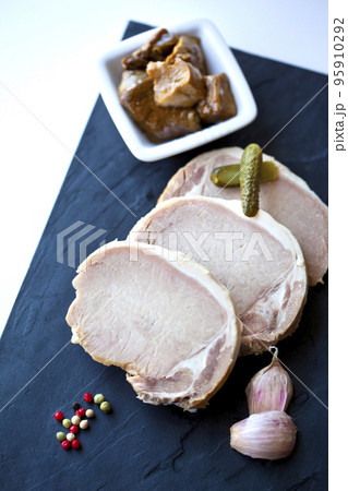 Slices of cold meat and ingredients Slices of cold meat and ingredients 95910292