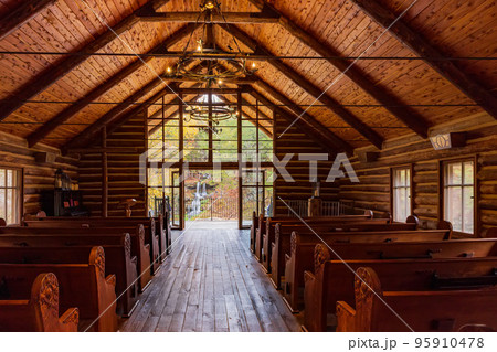 Interior view of the Hope Wilderness Chapel in Dogwood Canyon Nature Park Interior view of the Hope Wilderness Chapel in Dogwood Canyon Nature Park 95910478