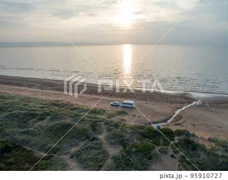 Caravan Campig Sunset beautiful landscape beach sand dunes near Melbystrand Laholm Sweden coast outdoor Lifestyle 95910727