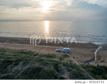 Caravan Campig Sunset beautiful landscape beach sand dunes near Melbystrand Laholm Sweden coast outdoor Lifestyle 95910733