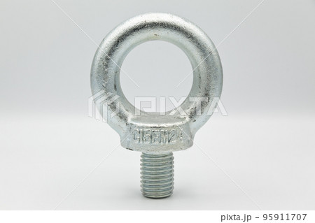 Galvanized metal with metric 24 eye bolt, CE certified in accordance with European standards, isolated on white background 95911707