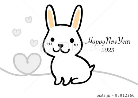 2023 年賀状(横) ウサギ 2023 年賀状(横) ウサギ 95912366
