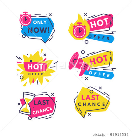Hot Sale Countdown Badges with Last Offer and Chance Promo Sticker Vector Set Hot Sale Countdown Badges with Last Offer and Chance Promo Sticker Vector Set 95912552