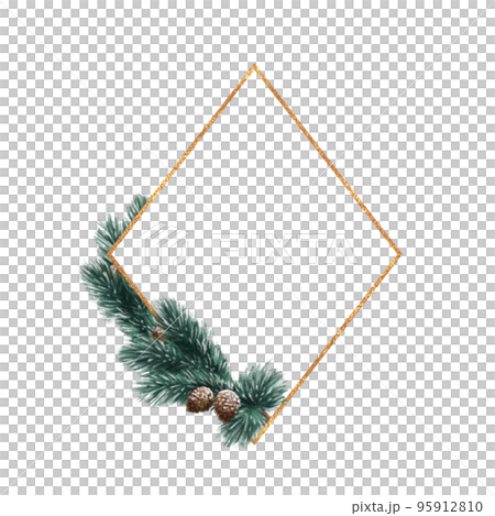 Christmas frame. Rhombus shape with fir branches. 95912810