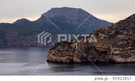 La Podadera Battery, Historical Landmark in Cartagena, Spain. Coast of Mediterranean Sea. La Podadera Battery, Historical Landmark in Cartagena, Spain. Coast of Mediterranean Sea. 95912817