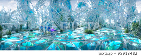 Future eco City. Abstract, fantasy, 3D illustration 95913482