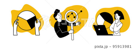 Personal investor set business vector illustration concept. Success financial income and management profit. Saving wealth and growth money bank. Increase capital and corporate budget investing 95913981