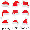 Santa Claus red hat set on white 95914070
