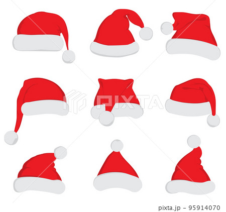 Santa Claus red hat set on white 95914070