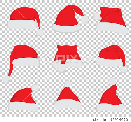 Santa Claus red hat set on white 95914070