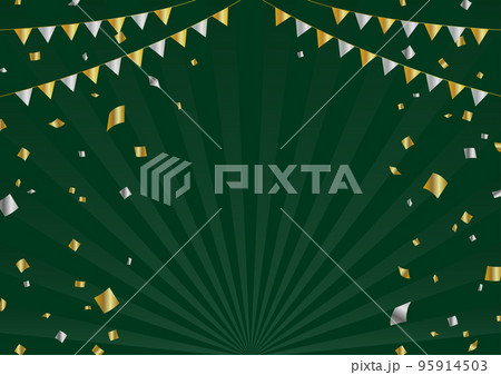 ガーランドと紙吹雪の背景素材 緑金銀 ガーランドと紙吹雪の背景素材 緑金銀 95914503