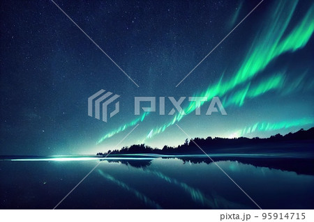 3Dで表現された北欧のオーロラ 95914715