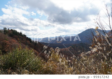 磐梯吾妻レークラインより磐梯吾妻連山を望む 紅葉の風景 磐梯吾妻レークラインより磐梯吾妻連山を望む 紅葉の風景 95917242