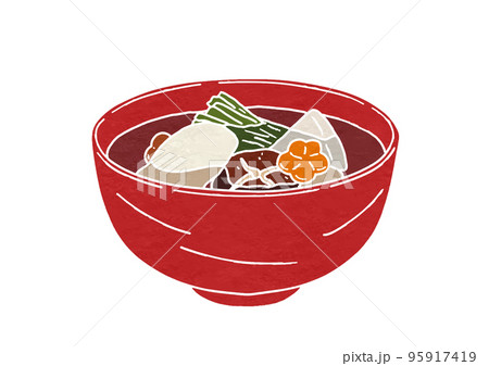 雑煮のイラスト(版画風) 雑煮のイラスト(版画風) 95917419