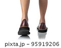 Men wearing leather shoes stepping pose of back side view isolated on white background 95919206
