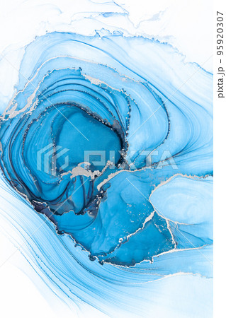Marble ink abstract art from meticulous original painting abstract background 95920307