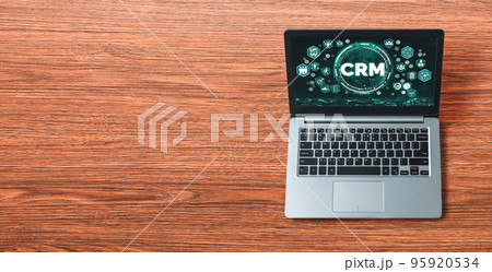 Customer relationship management system on modish computer for CRM business 95920534