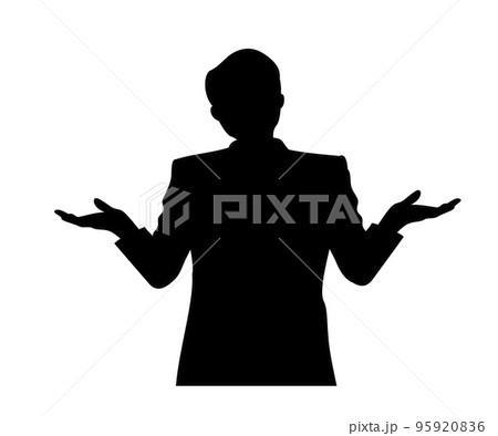 分からないポーズをとるサラリーマンのシルエットイラスト 分からないポーズをとるサラリーマンのシルエットイラスト 95920836