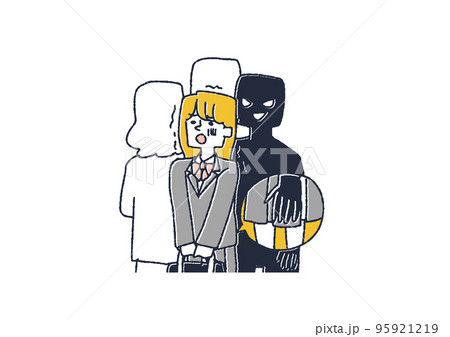 痴漢の被害に遭っている女子高生　犯罪や迷惑行為を起こす人 95921219