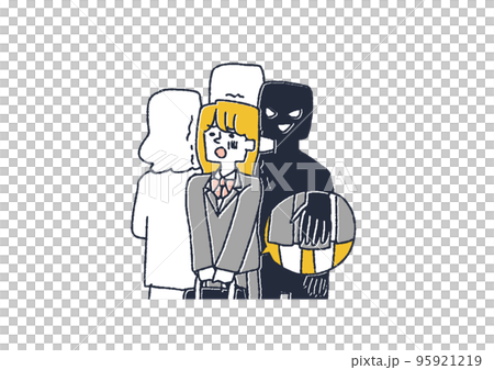 痴漢の被害に遭っている女子高生　犯罪や迷惑行為を起こす人 95921219