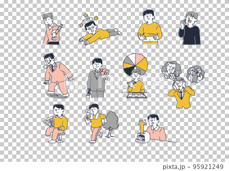 A set of illustrations related to the treatment and prevention of diseases Diabetes and lifestyle-related diseases 95921249