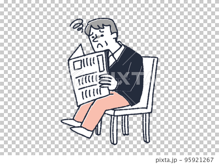 一個看不懂報紙的中年男子關於視疲勞和眼部疾病的插圖 95921267