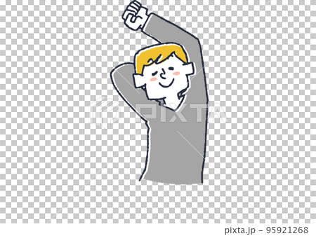 ストレッチをする男性　眼精疲労や目の病気に関するイラスト 95921268