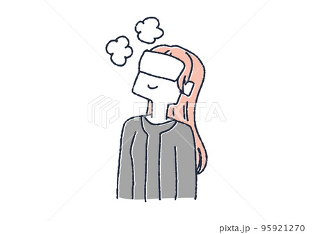 ホットアイマスクでリラックスする女性 眼精疲労や目の病気に関するイラスト ホットアイマスクでリラックスする女性 眼精疲労や目の病気に関するイラスト 95921270