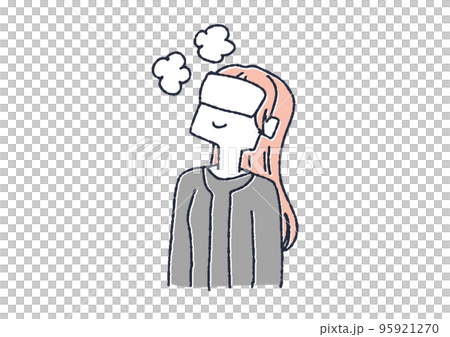 ホットアイマスクでリラックスする女性 眼精疲労や目の病気に関するイラスト ホットアイマスクでリラックスする女性 眼精疲労や目の病気に関するイラスト 95921270