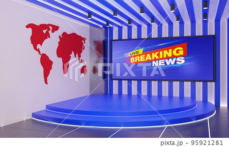 stand and lcd background in the news studio room.3d rendering. stand and lcd background in the news studio room.3d rendering. 95921281