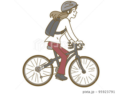 自転車に乗ってサイクリングをする若い女性 自転車に乗ってサイクリングをする若い女性 95923791