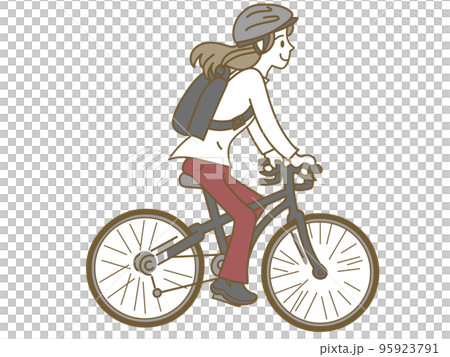 Young woman riding a bicycle and cycling 95923791