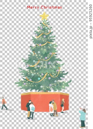 街の大きなクリスマスツリーと待ち合わせやショッピングをする人々の冬のクリスマスのイラスト 街の大きなクリスマスツリーと待ち合わせやショッピングをする人々の冬のクリスマスのイラスト 95925260
