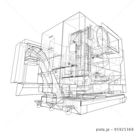 Metalworking CNC milling machine. Vector 95925369