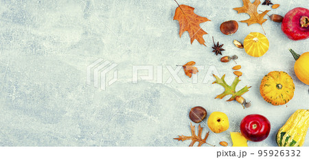 Autumn food, autumn still life, space for text Autumn food, autumn still life, space for text 95926332